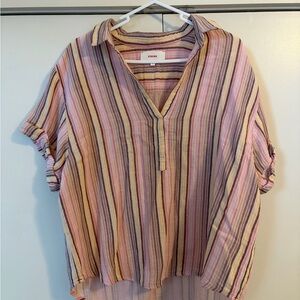 XiRENA Multicolor Striped V-Neck Blouse